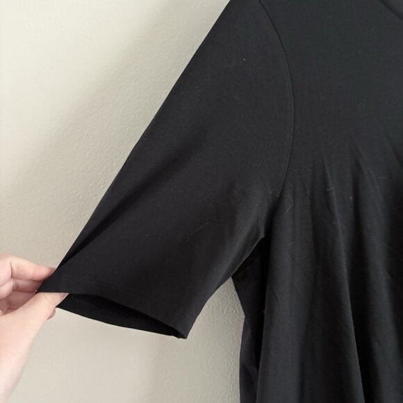 Chicos Women Sz 2 US L Black Touch Of Cool Short Sleeve Draped Front Tee NWT - Picture 8 of 13